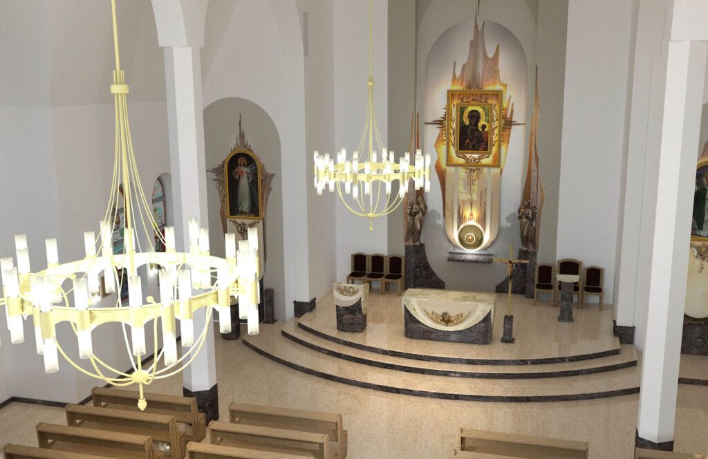 Drabinianka widok wnętrza kościoła z góry.