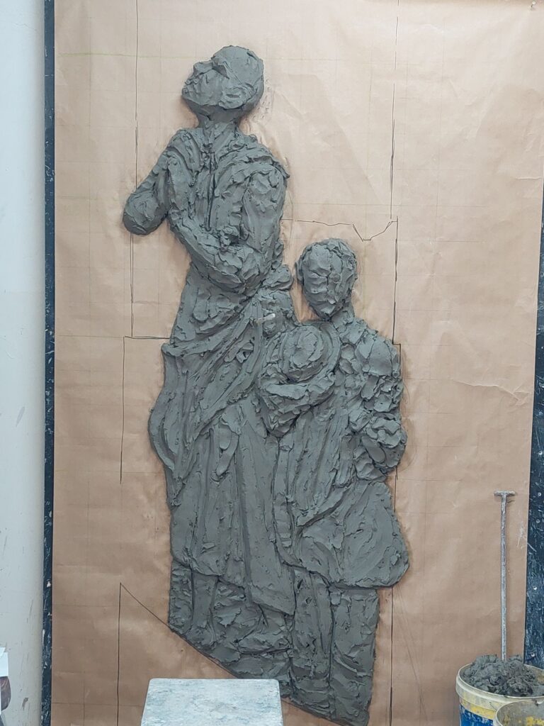 Płaskorzeźba Dzieci z La Salette - pierwszy etap prac