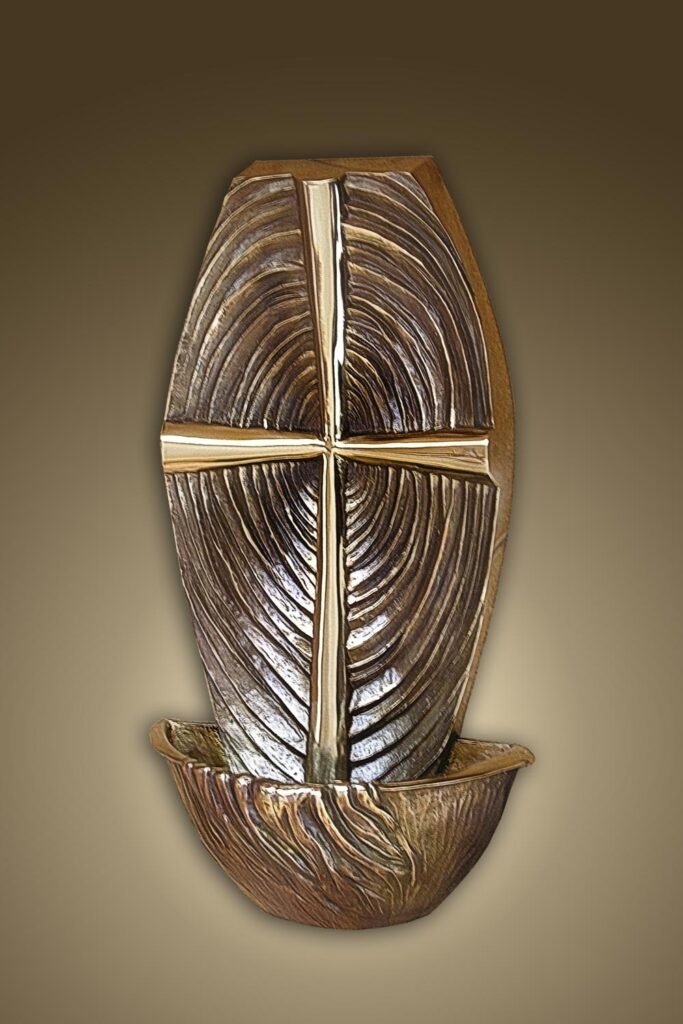 Kropielnica do kościoła naścienna odlana z brązu